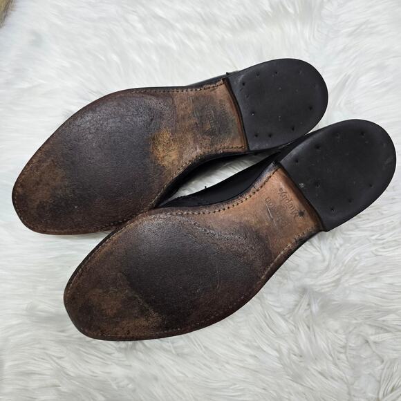 JOHNSTON & MURPHY Aristocraft Kiltie Dress Shoe Loafers 9.5 Black Wingtip Brogue - Picture 10 of 11